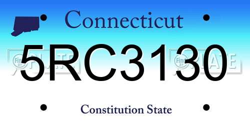 5RC3130 Connecticut License Plate