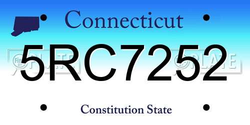 5RC7252 Connecticut License Plate