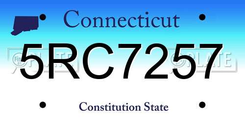 5RC7257 Connecticut License Plate