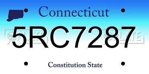 5RC7287 Connecticut License Plate