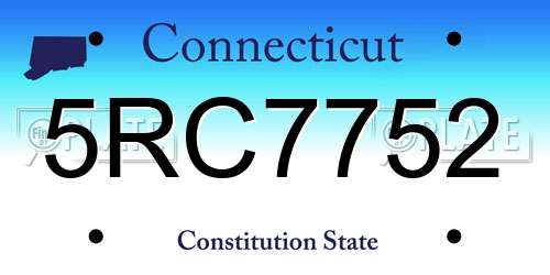 5RC7752 Connecticut License Plate