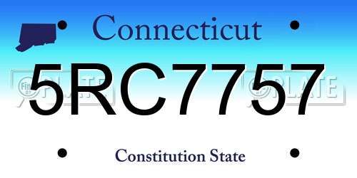 5RC7757 Connecticut License Plate