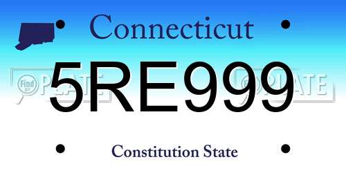 5RE999 Connecticut License Plate