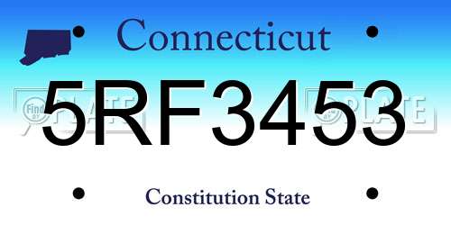 5RF3453 Connecticut License Plate