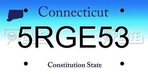 5RGE53 Connecticut License Plate