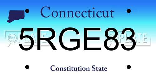 5RGE83 Connecticut License Plate