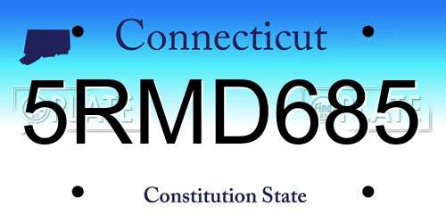 5RMD685 Connecticut License Plate