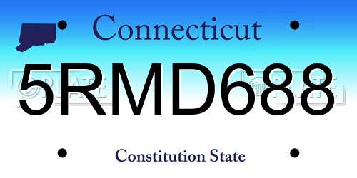 5RMD688 Connecticut License Plate