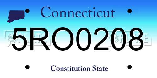 5RO0208 Connecticut License Plate
