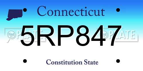 5RP847 Connecticut License Plate