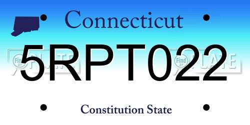 5RPT022 Connecticut License Plate