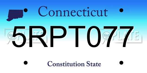 5RPT077 Connecticut License Plate