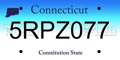 5RPZ077 Connecticut License Plate