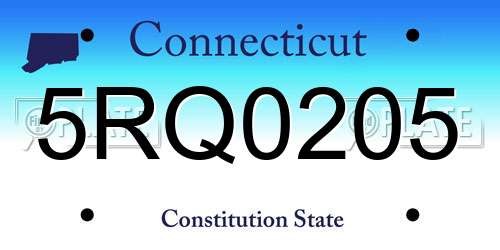 5RQ0205 Connecticut License Plate