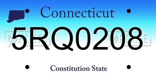 5RQ0208 Connecticut License Plate