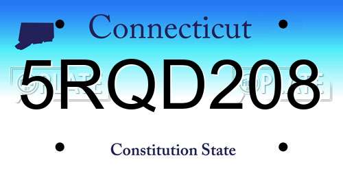 5RQD208 Connecticut License Plate