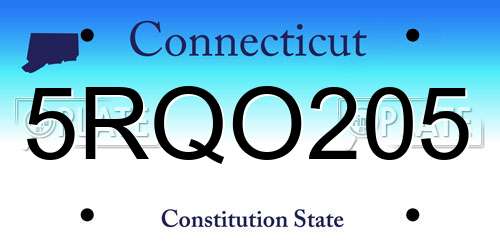 5RQO205 Connecticut License Plate