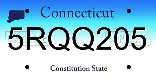 5RQQ205 Connecticut License Plate