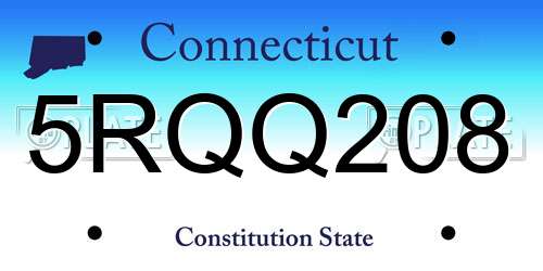 5RQQ208 Connecticut License Plate