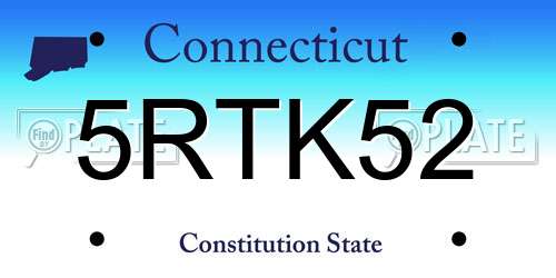 5RTK52 Connecticut License Plate