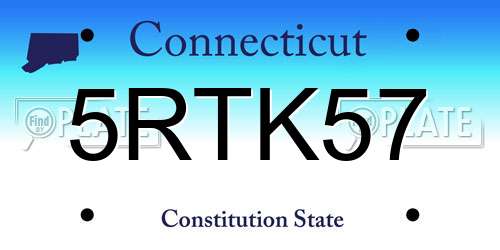 5RTK57 Connecticut License Plate