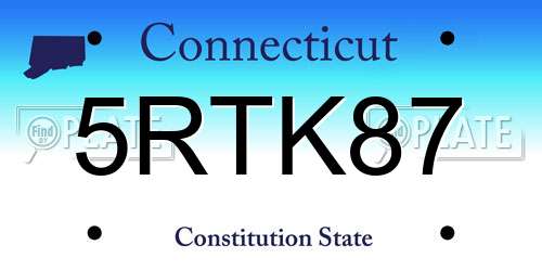 5RTK87 Connecticut License Plate