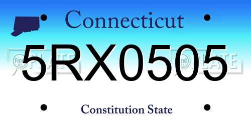 5RX0505 Connecticut License Plate
