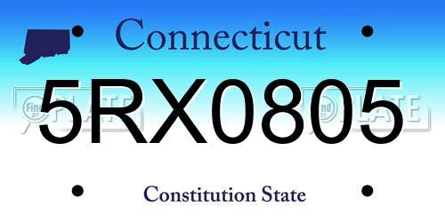 5RX0805 Connecticut License Plate