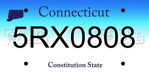 5RX0808 Connecticut License Plate