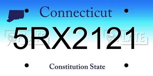 5RX2121 Connecticut License Plate