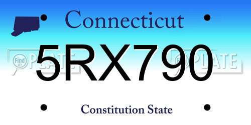 5RX790 Connecticut License Plate