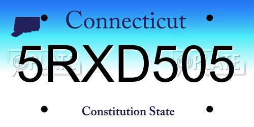 5RXD505 Connecticut License Plate