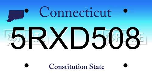 5RXD508 Connecticut License Plate