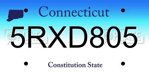 5RXD805 Connecticut License Plate