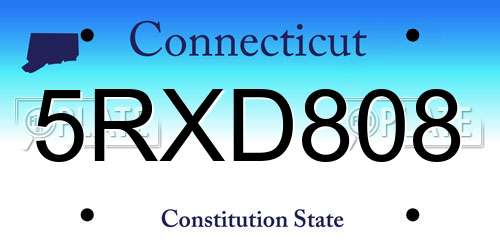 5RXD808 Connecticut License Plate