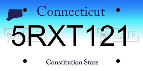 5RXT121 Connecticut License Plate