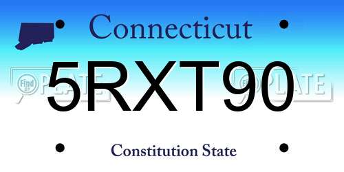 5RXT90 Connecticut License Plate