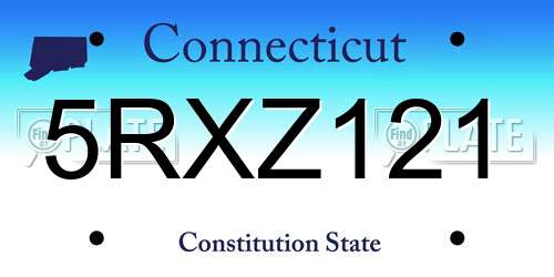 5RXZ121 Connecticut License Plate