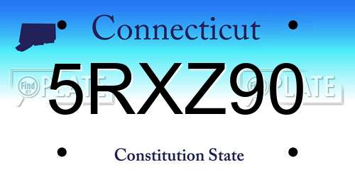 5RXZ90 Connecticut License Plate