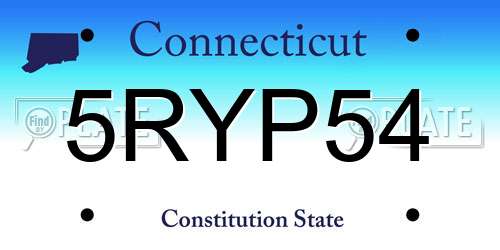 5RYP54 Connecticut License Plate