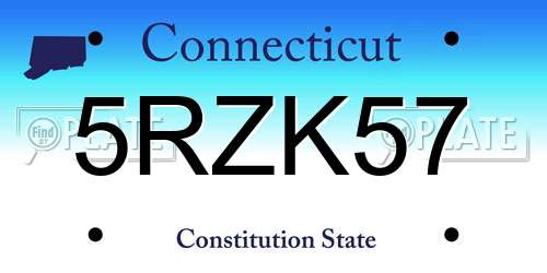 5RZK57 Connecticut License Plate