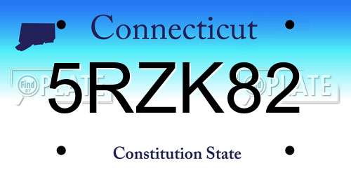 5RZK82 Connecticut License Plate