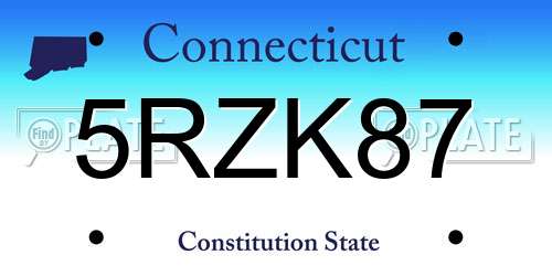 5RZK87 Connecticut License Plate