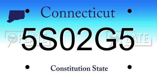 5S02G5 Connecticut License Plate