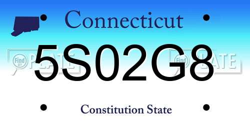 5S02G8 Connecticut License Plate
