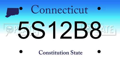 5S12B8 Connecticut License Plate