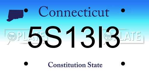 5S13I3 Connecticut License Plate