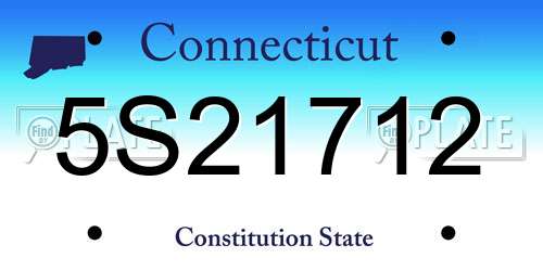 5S21712 Connecticut License Plate