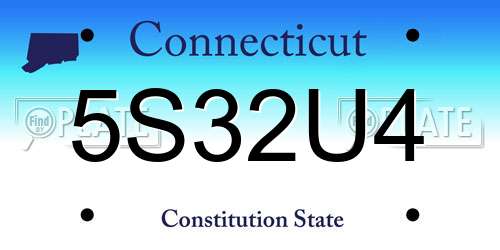 5S32U4 Connecticut License Plate