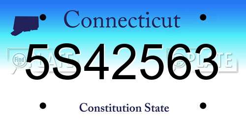 5S42563 Connecticut License Plate